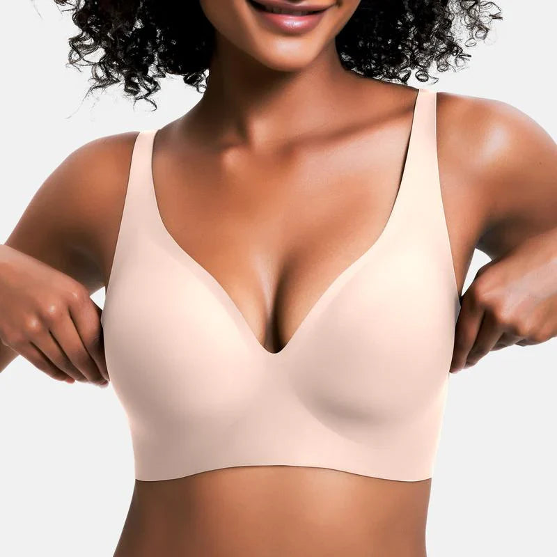 🔥💓Jelly Wireless Damen bequeme bügellose BHs Push-up Bralettes nahtlose T-Shirt-BHs tiefes V Alltags-BHs
