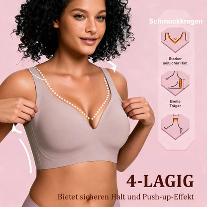🔥💓Jelly Wireless Damen bequeme bügellose BHs Push-up Bralettes nahtlose T-Shirt-BHs tiefes V Alltags-BHs