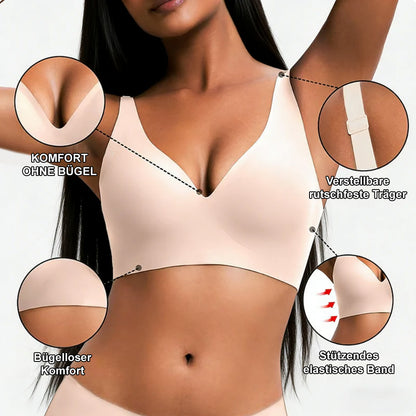 🔥💓Jelly Wireless Damen bequeme bügellose BHs Push-up Bralettes nahtlose T-Shirt-BHs tiefes V Alltags-BHs