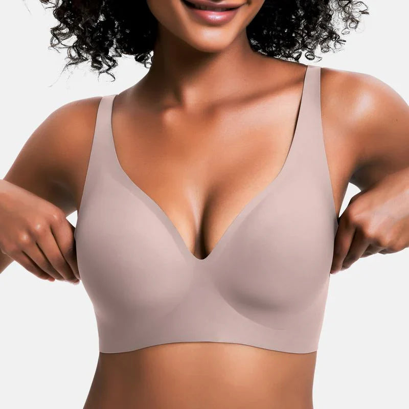 🔥💓Jelly Wireless Damen bequeme bügellose BHs Push-up Bralettes nahtlose T-Shirt-BHs tiefes V Alltags-BHs