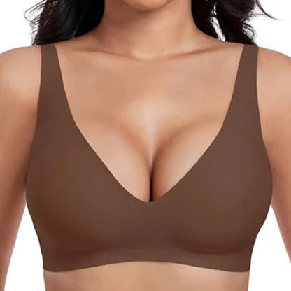 🔥💓Jelly Wireless Damen bequeme bügellose BHs Push-up Bralettes nahtlose T-Shirt-BHs tiefes V Alltags-BHs