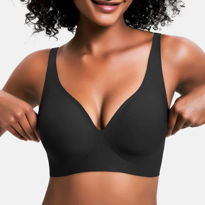 🔥💓Jelly Wireless Damen bequeme bügellose BHs Push-up Bralettes nahtlose T-Shirt-BHs tiefes V Alltags-BHs